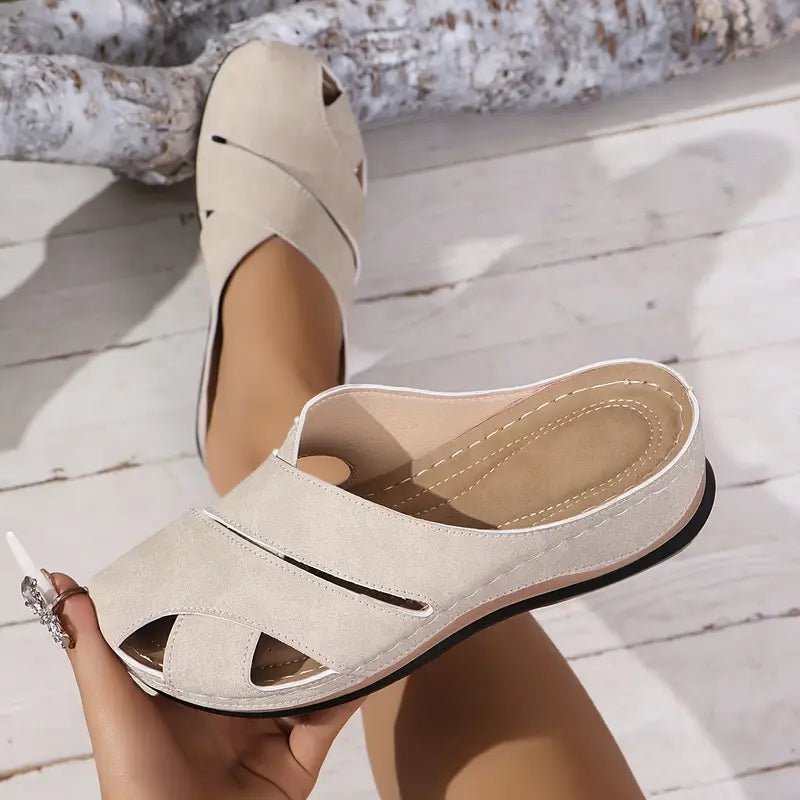 Damen Atmungsaktive Komfort Plateau Sandalen - Beige