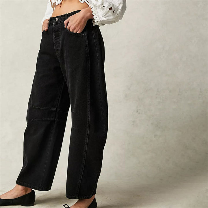 Damen Barrel-Leg Jeans Cropped Mid-Rise Denim