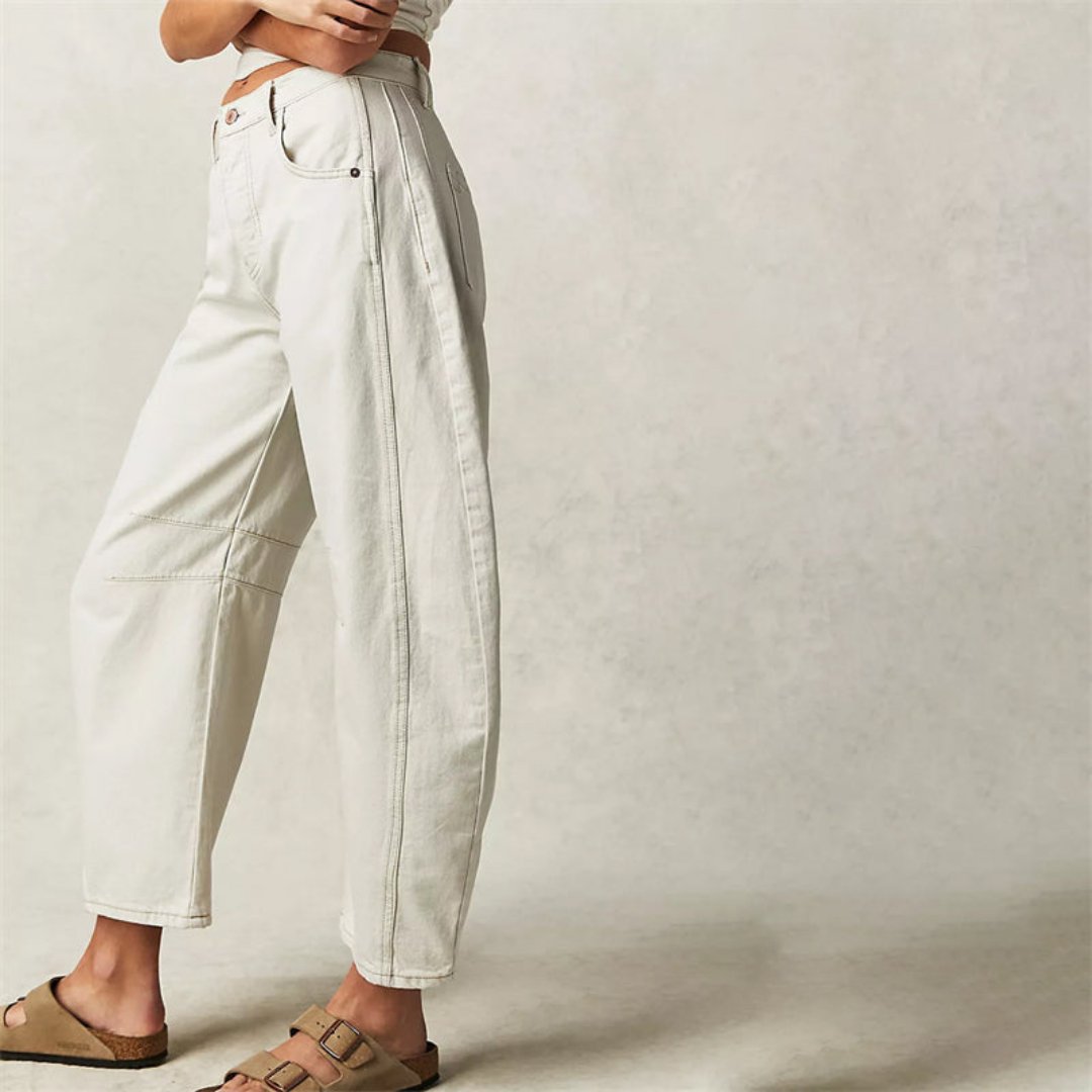 Damen Barrel-Leg Jeans Cropped Mid-Rise Denim