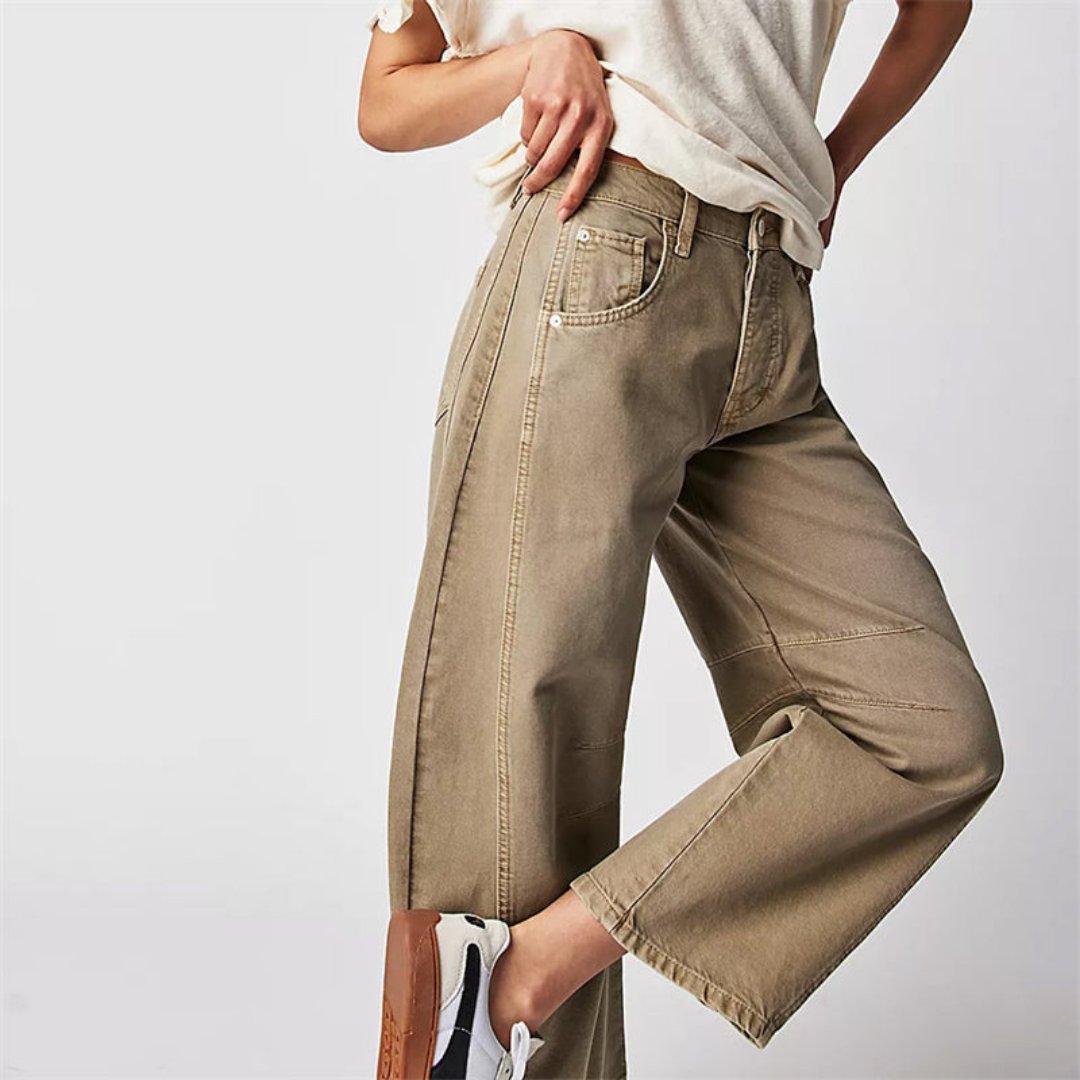 Damen Barrel-Leg Jeans Cropped Mid-Rise Denim