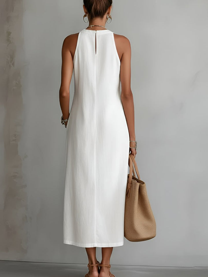 Damen Bestickte Ärmellose Midi-Kleid