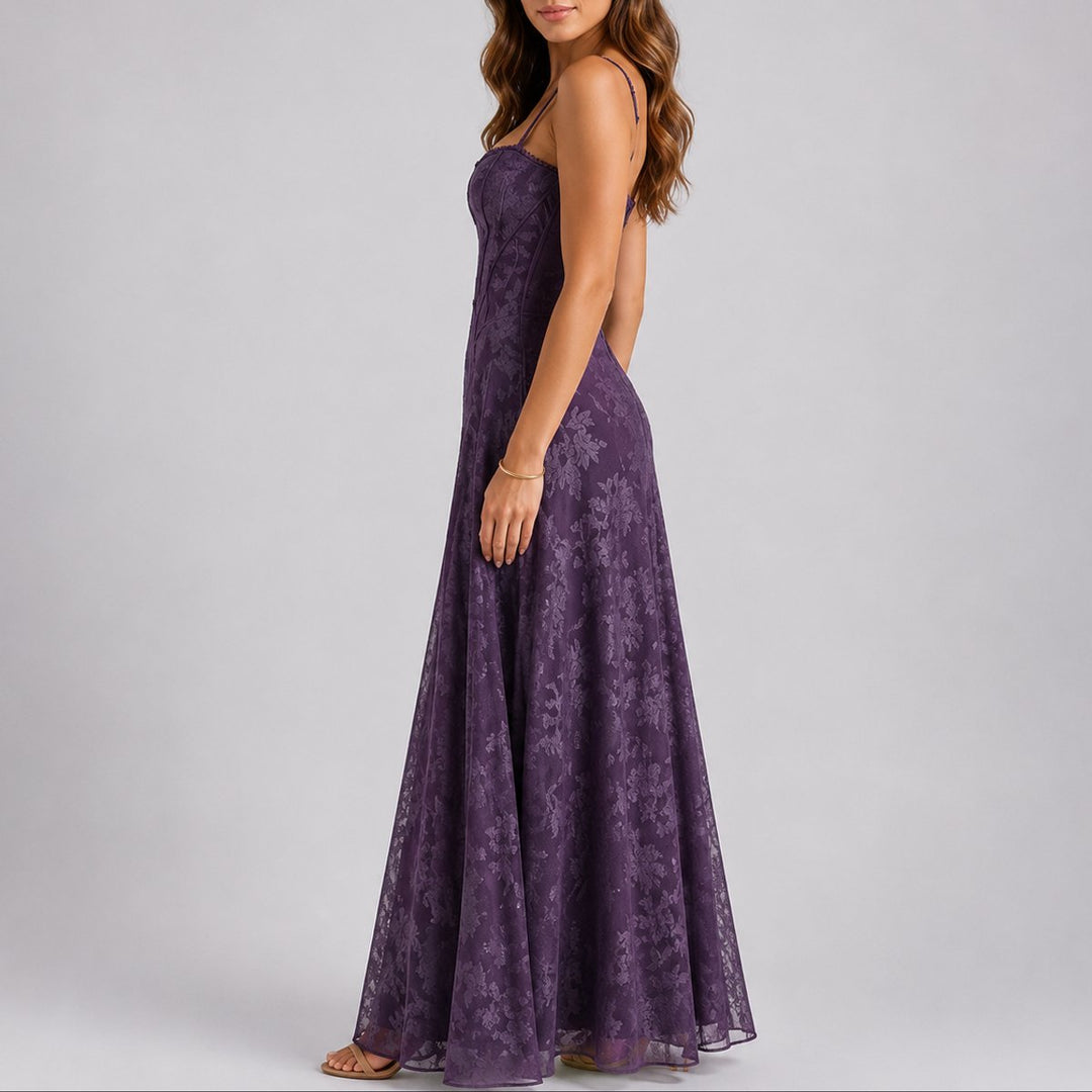 Damen Blumen-Korsett Maxi-Kleid für Hochzeitsgäste im Herbst
