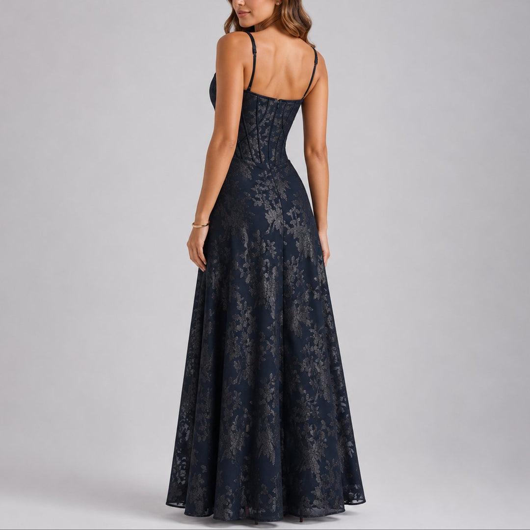 Damen Blumen-Korsett Maxi-Kleid für Hochzeitsgäste im Herbst