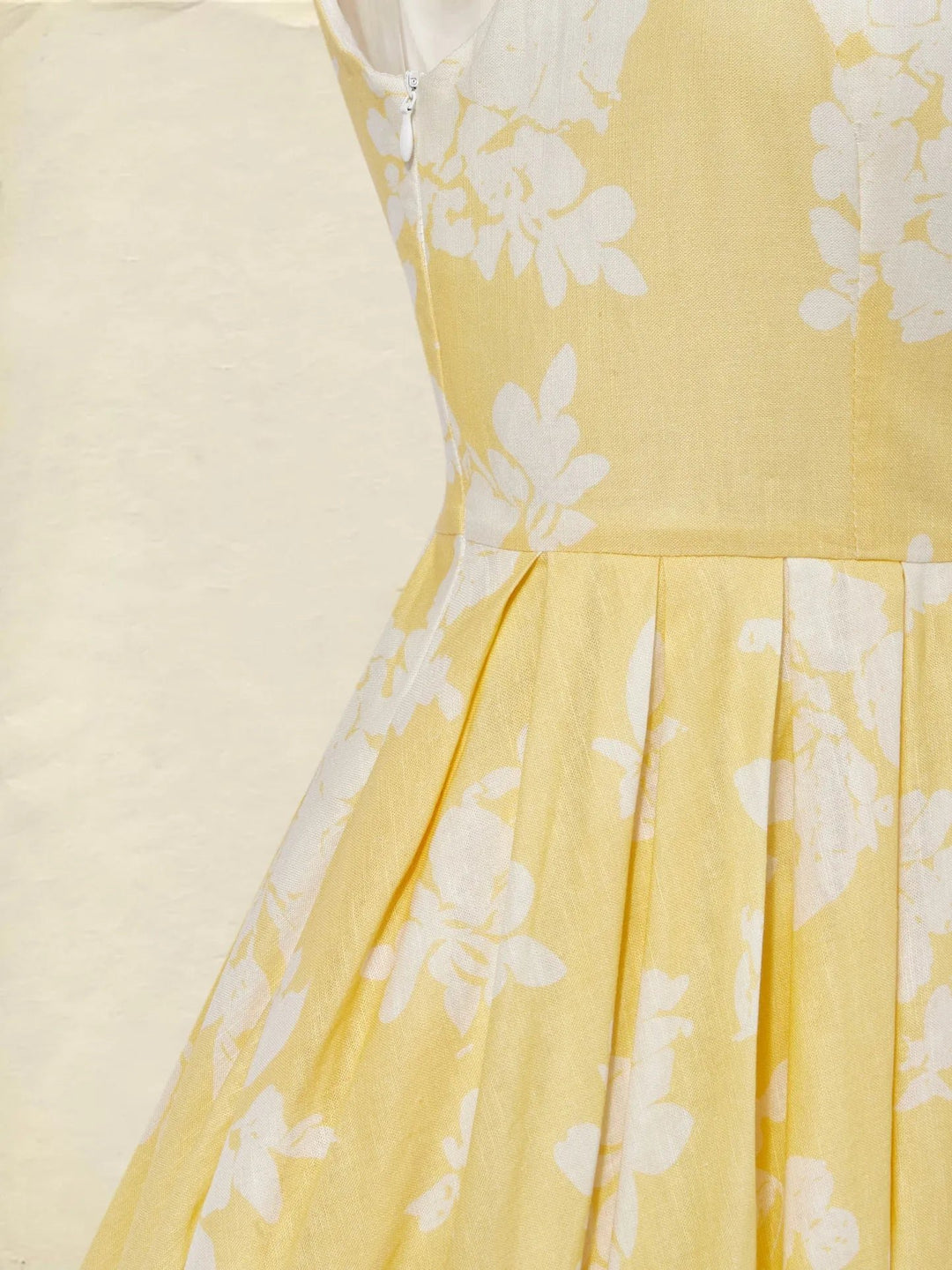 Damen Blumen Midi Kleid Schulterfreier A-Linien Schnitt Baumwoll-Leinen