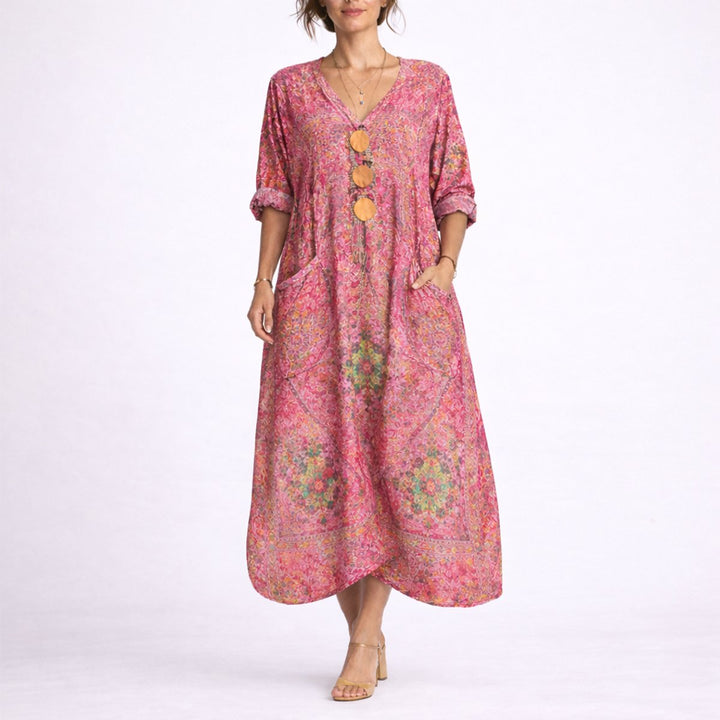 Damen Boho Maxi Kaftan Kleid für Hochzeitsgäste im Herbst - Rot