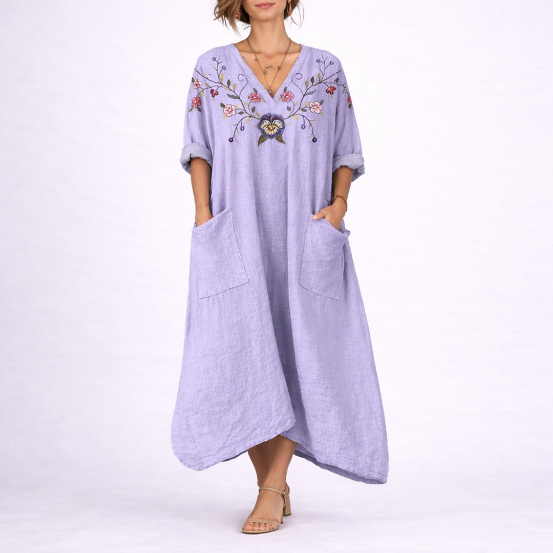 Damen Boho Maxi Kaftan Kleid für Hochzeitsgäste im Herbst - Lila