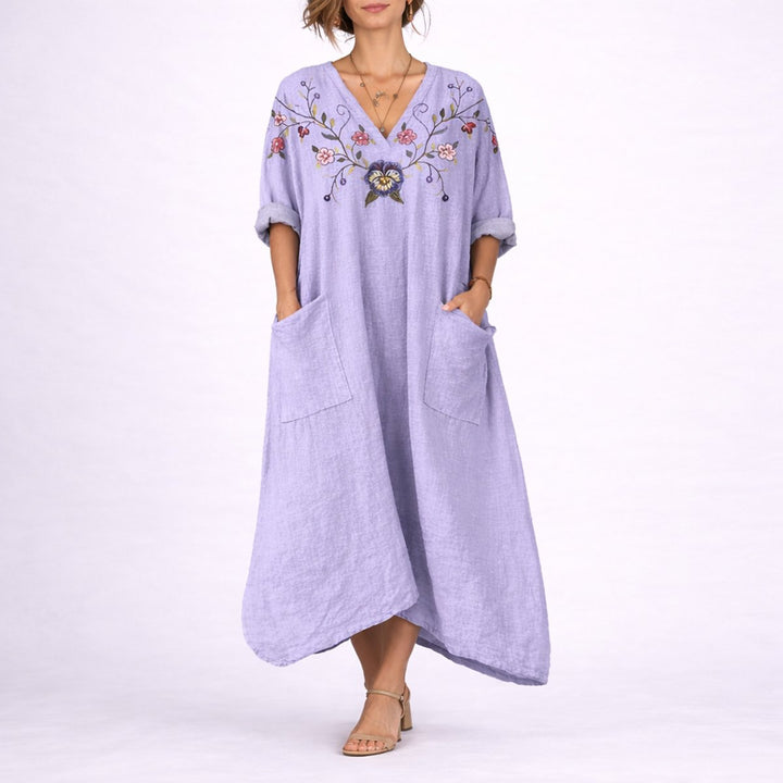 Damen Boho Maxi Kaftan Kleid für Hochzeitsgäste im Herbst - Lila
