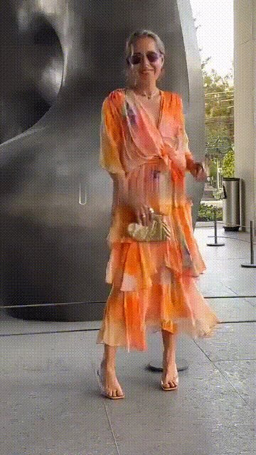 Damen Chiffon-Maxikleid mit Wasserfarben-Blumenmuster