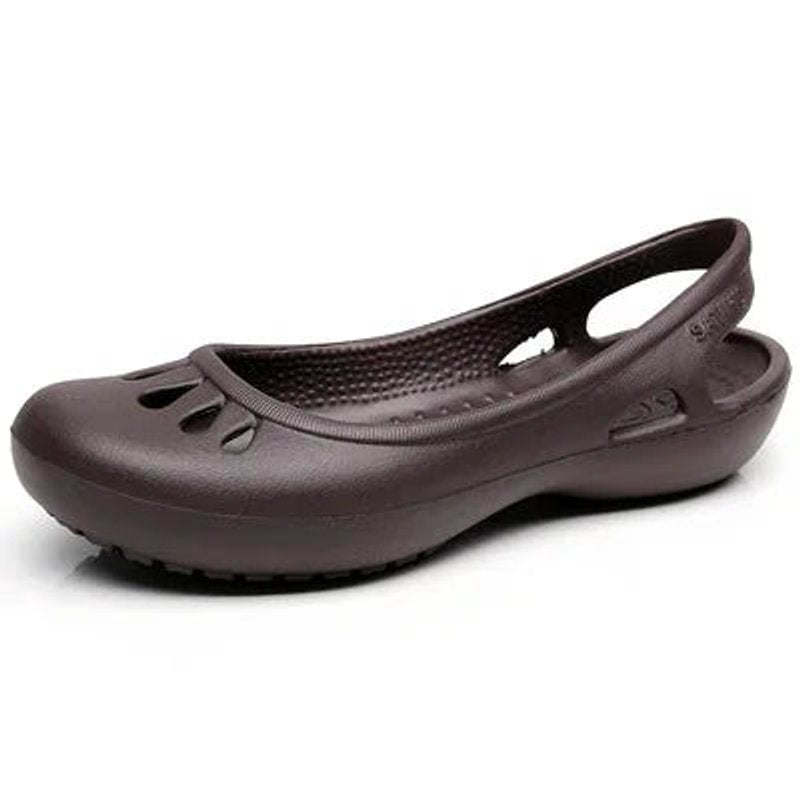 Damen Comfortable Sandals Flache Jelly-Schuhe Slingback Ausschnitt - Kaffeebraun