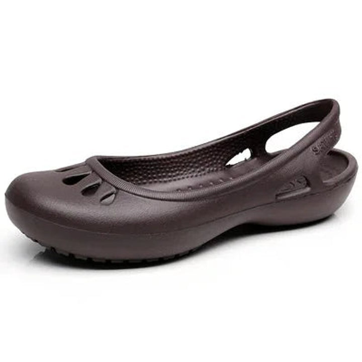 Damen Comfortable Sandals Flache Jelly-Schuhe Slingback Ausschnitt - Kaffeebraun