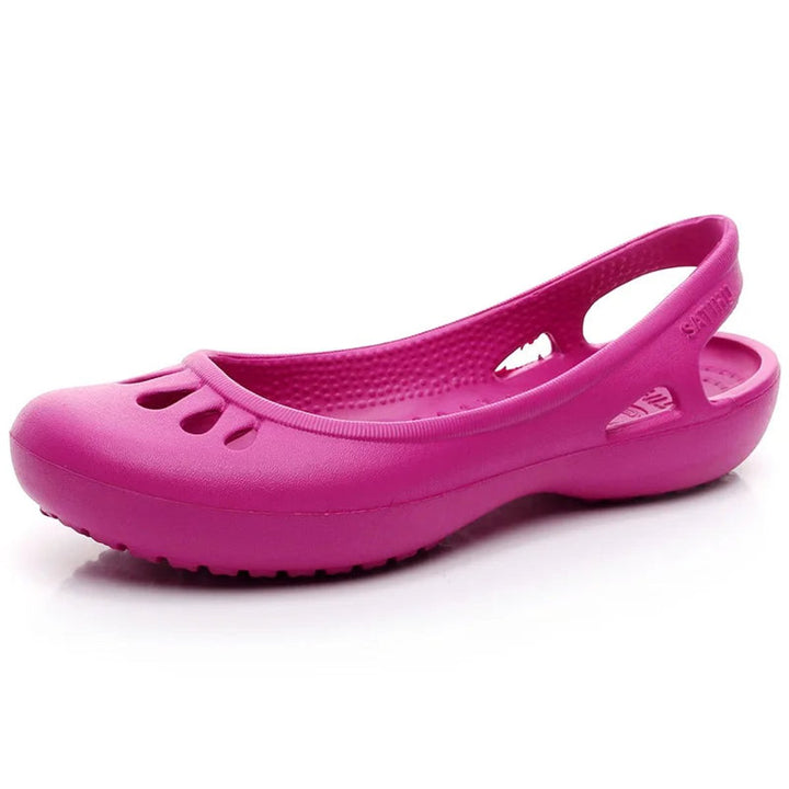 Damen Comfortable Sandals Flache Jelly-Schuhe Slingback Ausschnitt - Rosenrot