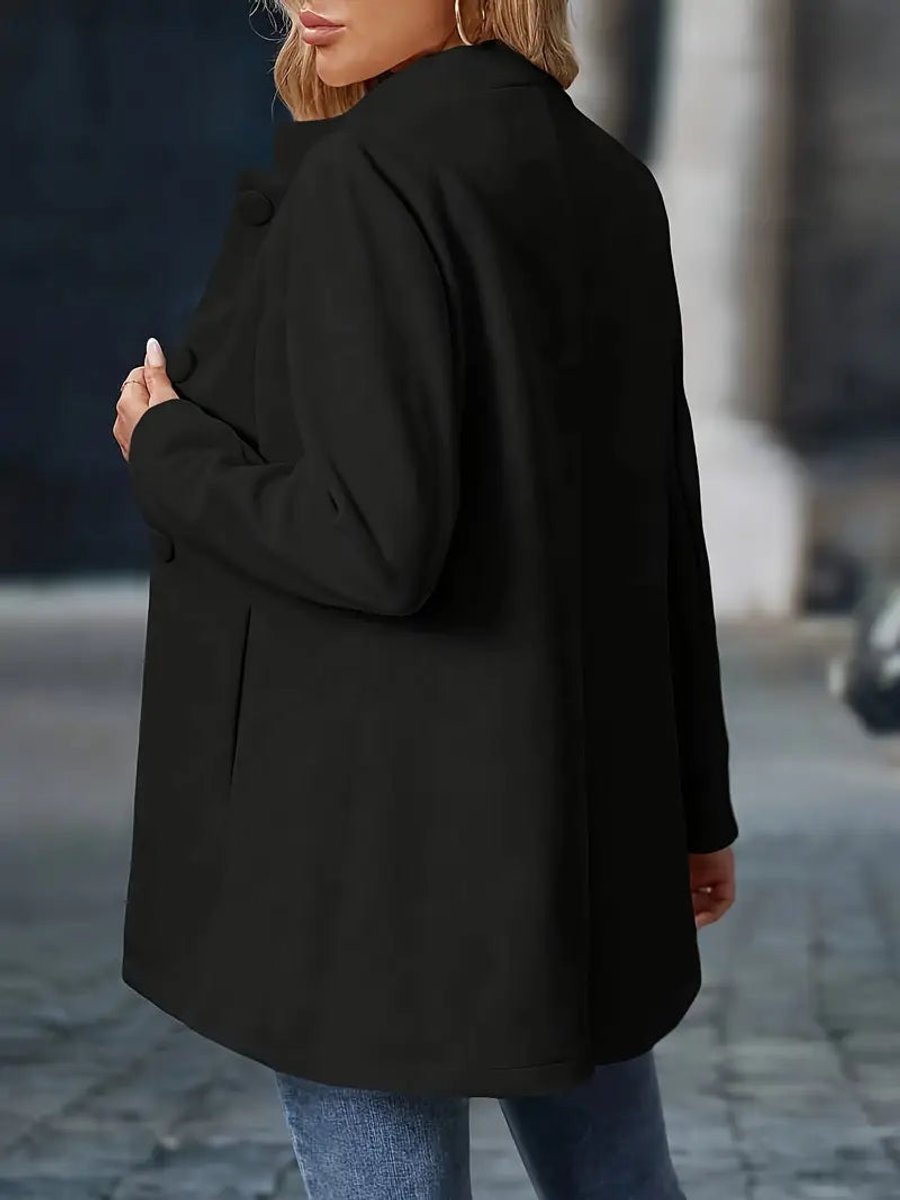 Damen Eleganter Knopfleisten-Wintermantel Stehkragen Langer Schnitt