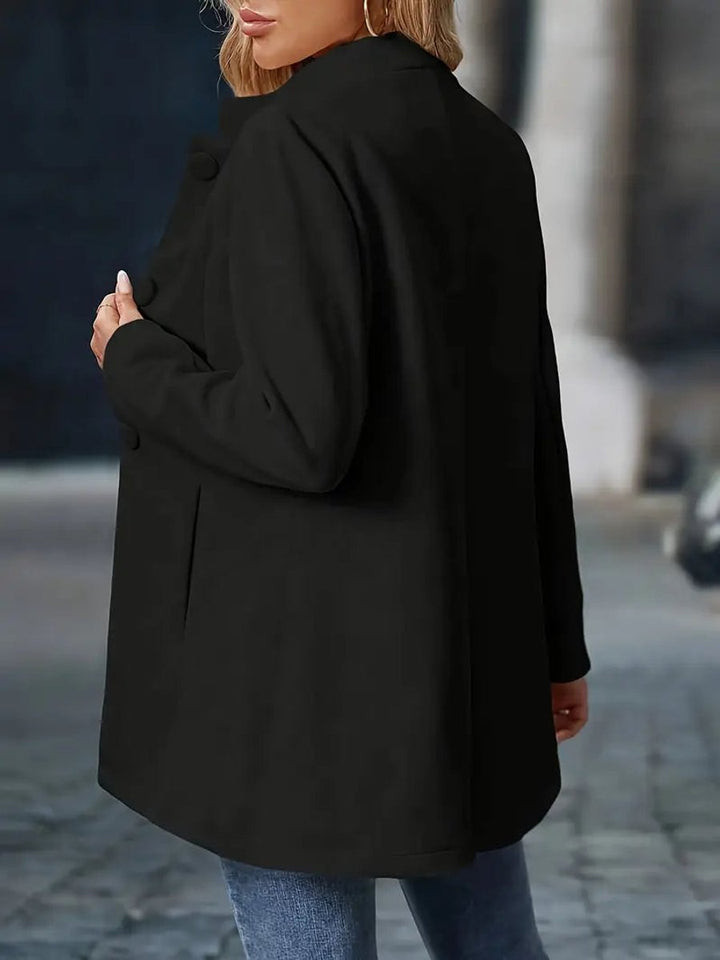 Damen Eleganter Knopfleisten-Wintermantel Stehkragen Langer Schnitt