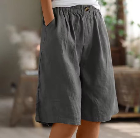 Damen Entspannte Kurze Hose Elastische Taille - Grijs