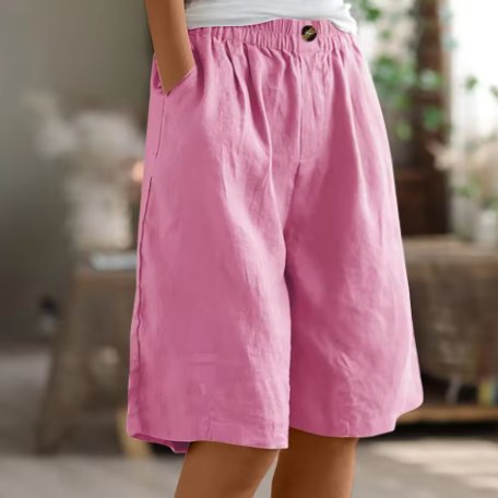 Damen Entspannte Kurze Hose Elastische Taille - Roze