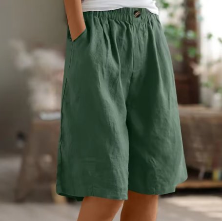 Damen Entspannte Kurze Hose Elastische Taille - Groen