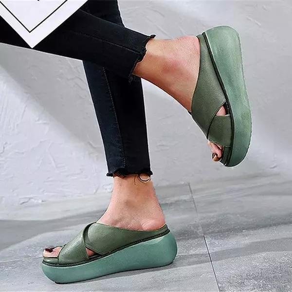 Damen Gepolsterte Flache Sandalen Kreuzriemen