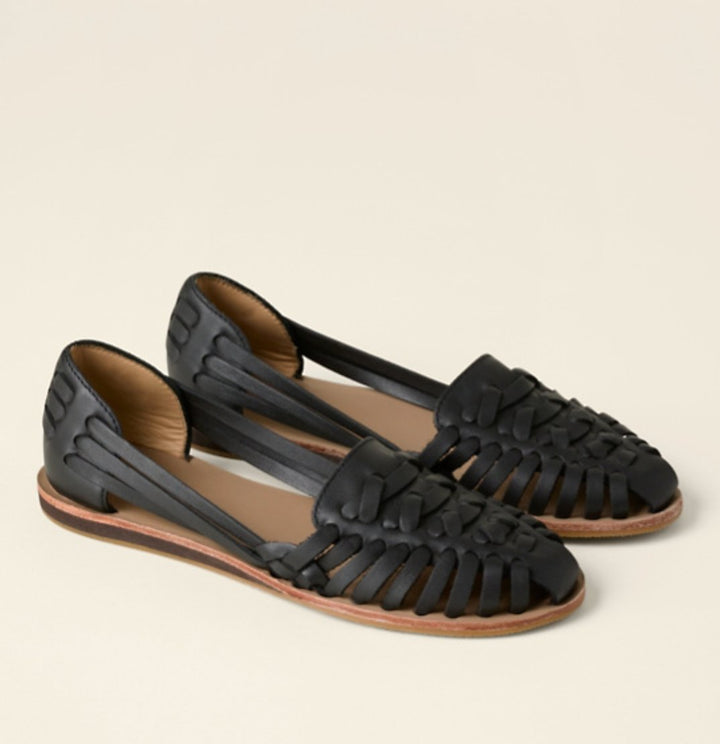 Damen Geschlossene Geflochtene Slip-On Flache Sandalen - Black