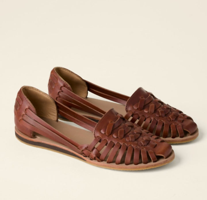 Damen Geschlossene Geflochtene Slip-On Flache Sandalen - Brown