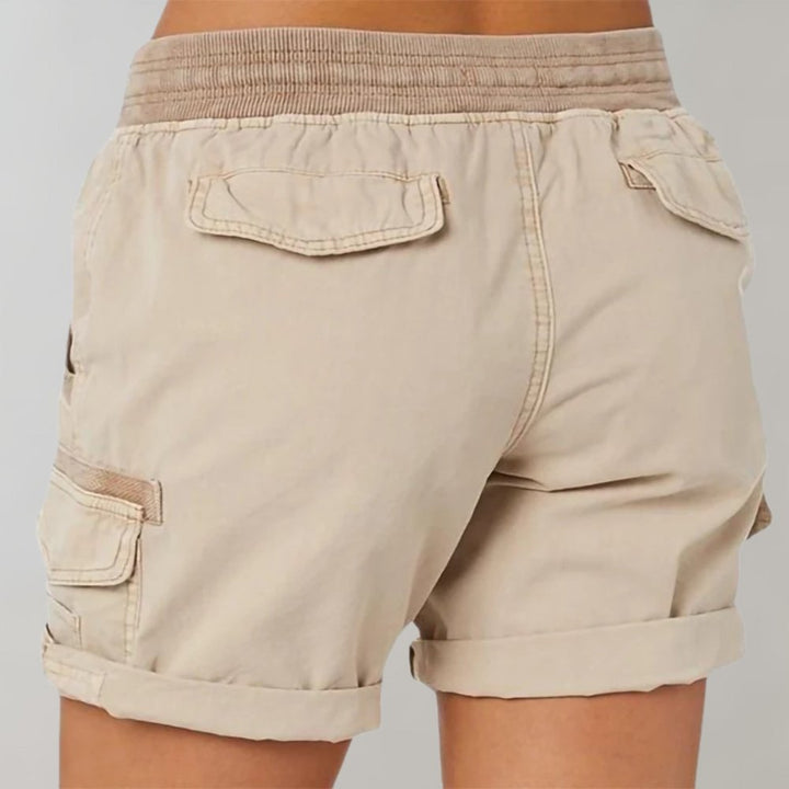 Damen Hochbund Cargo Shorts mit Kordelzug