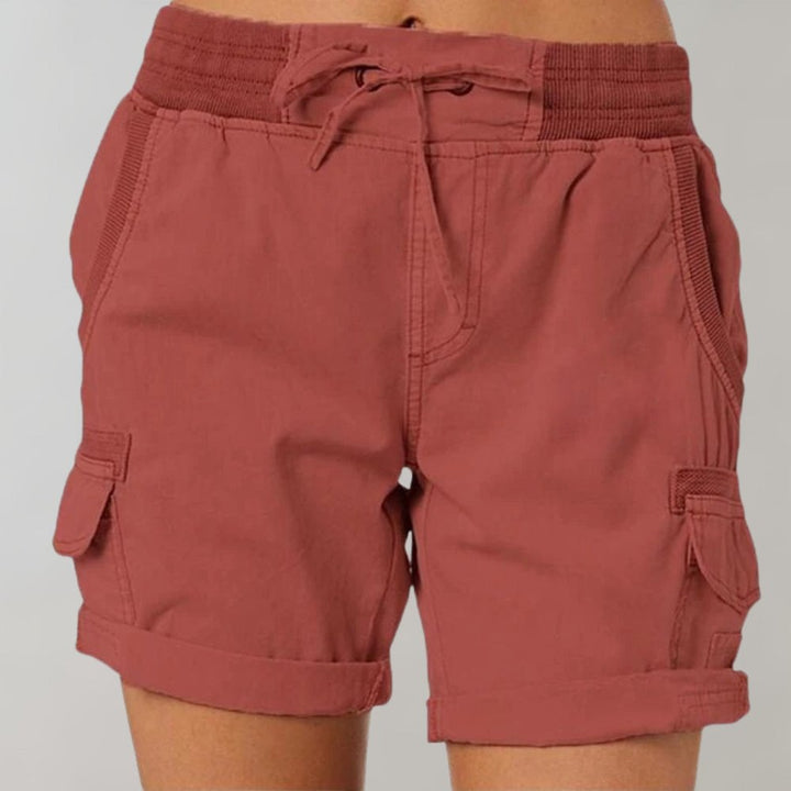 Damen Hochbund Cargo Shorts mit Kordelzug - Rood