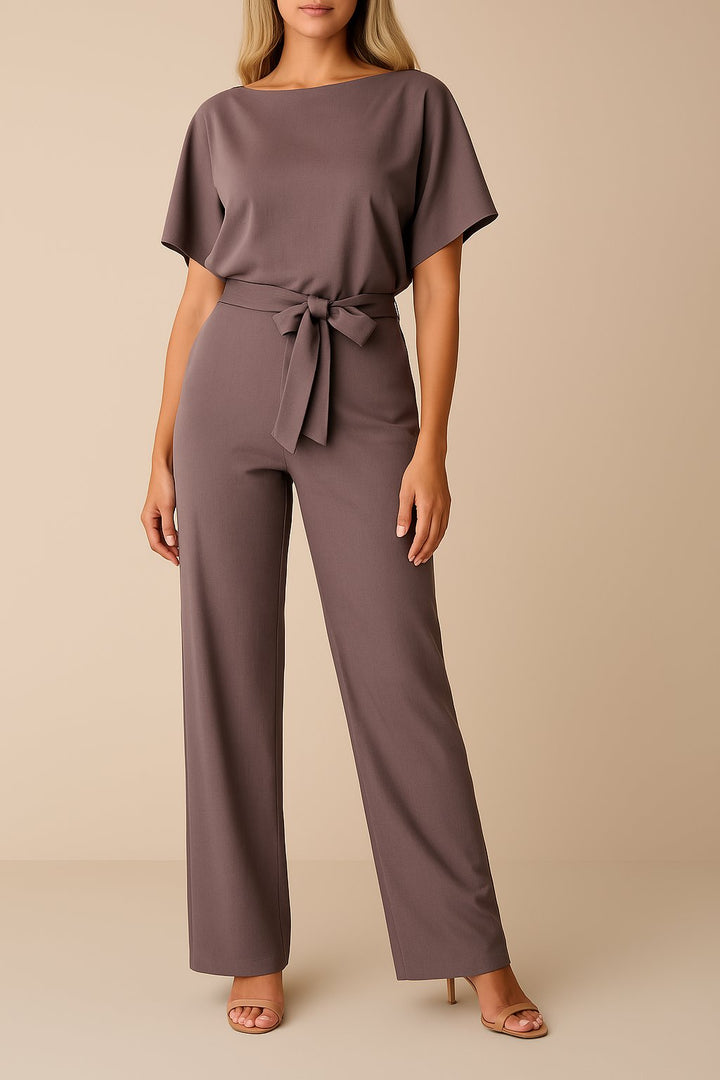 Damen Jumpsuit Ärmellos Weites Bein Bindegürtel - Lila