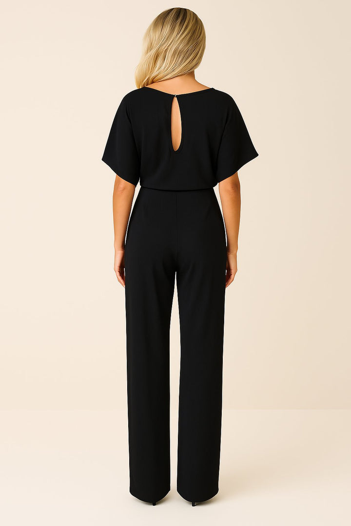 Damen Jumpsuit Ärmellos Weites Bein Bindegürtel
