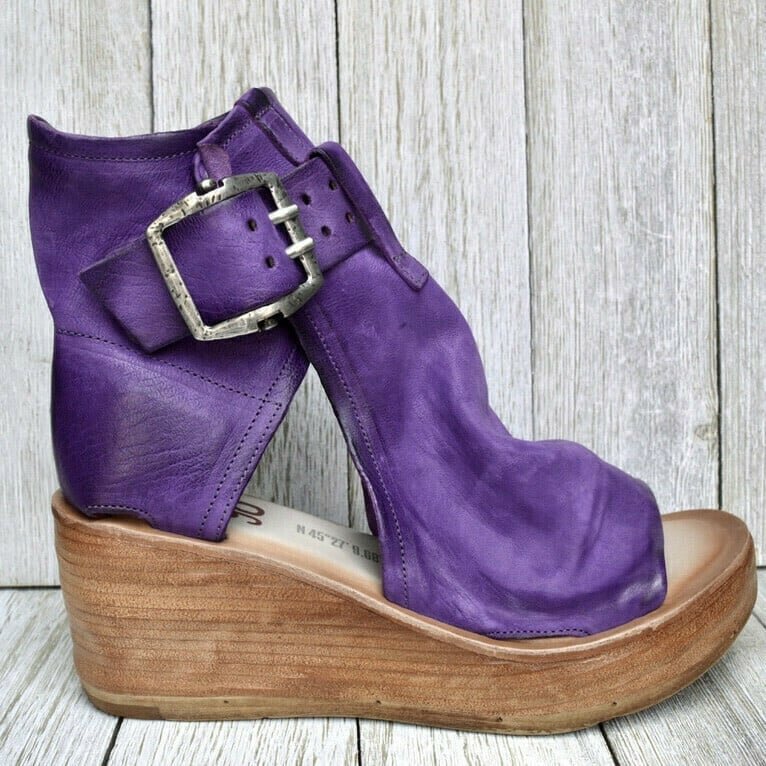 Damen Keilsandalen mit Schnallenverschluss und Plateau