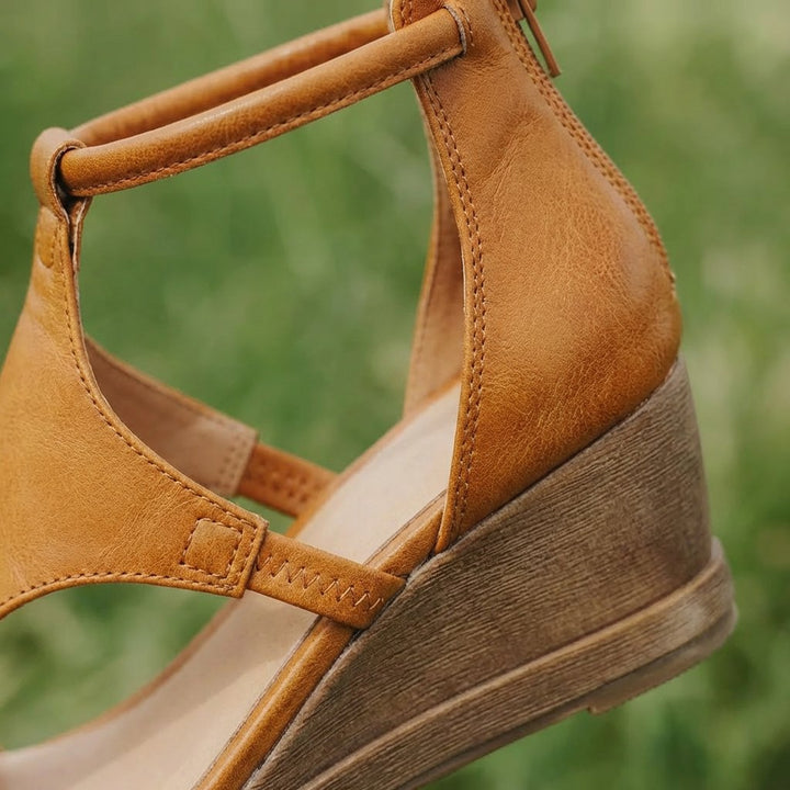 Damen Keilsandalen Offene Zehenpartie Knöchelriemen Sommerschuhe
