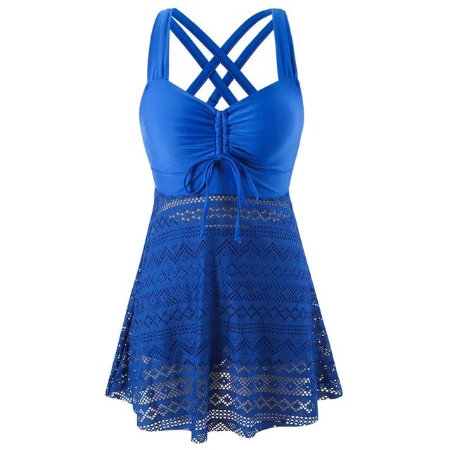 Damen Klassische Tankini Set Zweiteilig Schnelltrocknend - Blauw
