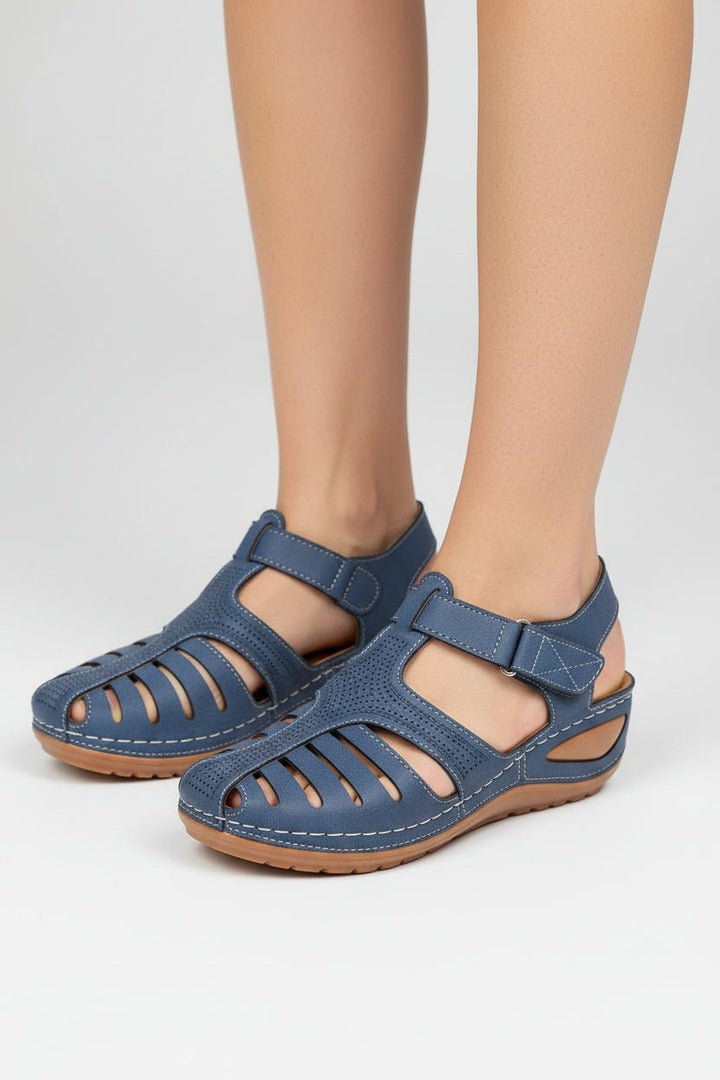 Damen Komfort-Sandalen mit Klettverschluss geschlossene Zehenpartie - Blue