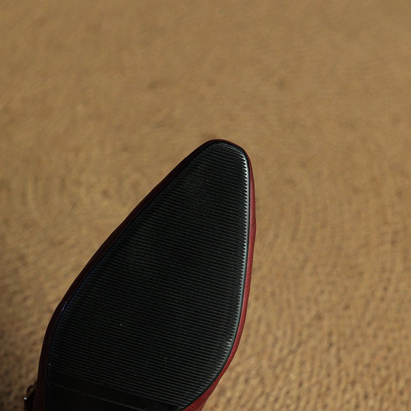 Damen Leder Mules Spitz Mary Jane Riemchen