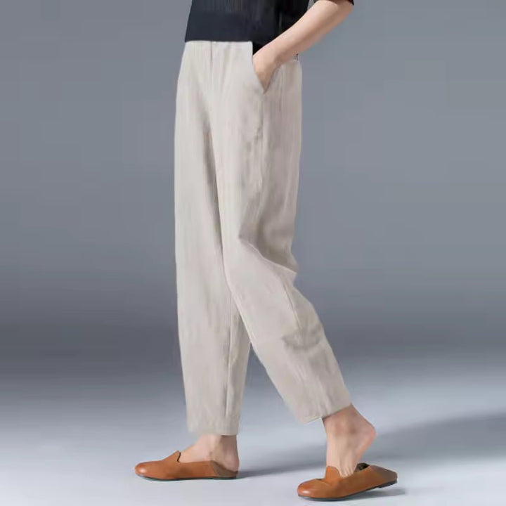 Damen Leichte Sommer-Stoffhose mit Elastikbund