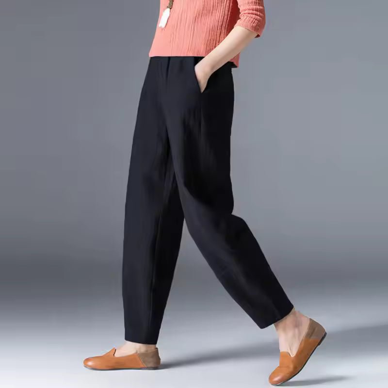 Damen Leichte Sommer-Stoffhose mit Elastikbund