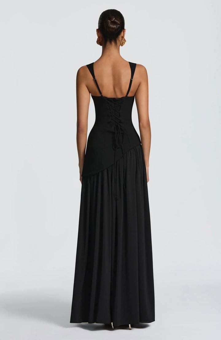 Damen Maxi Kleid A-Linie Ärmellos Hochzeitsgast