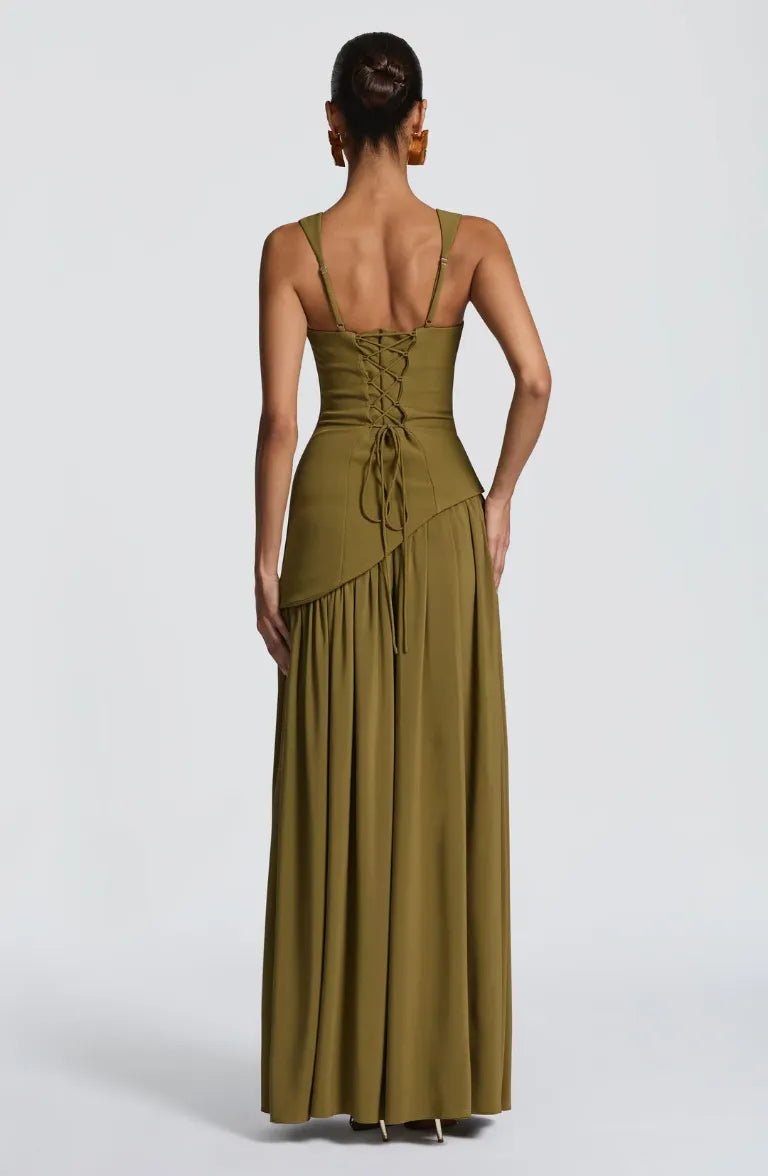 Damen Maxi Kleid A-Linie Ärmellos Hochzeitsgast