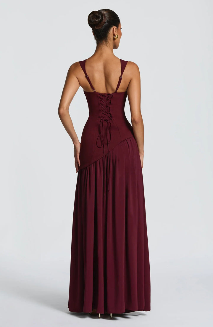 Damen Maxi Kleid A-Linie Ärmellos Hochzeitsgast