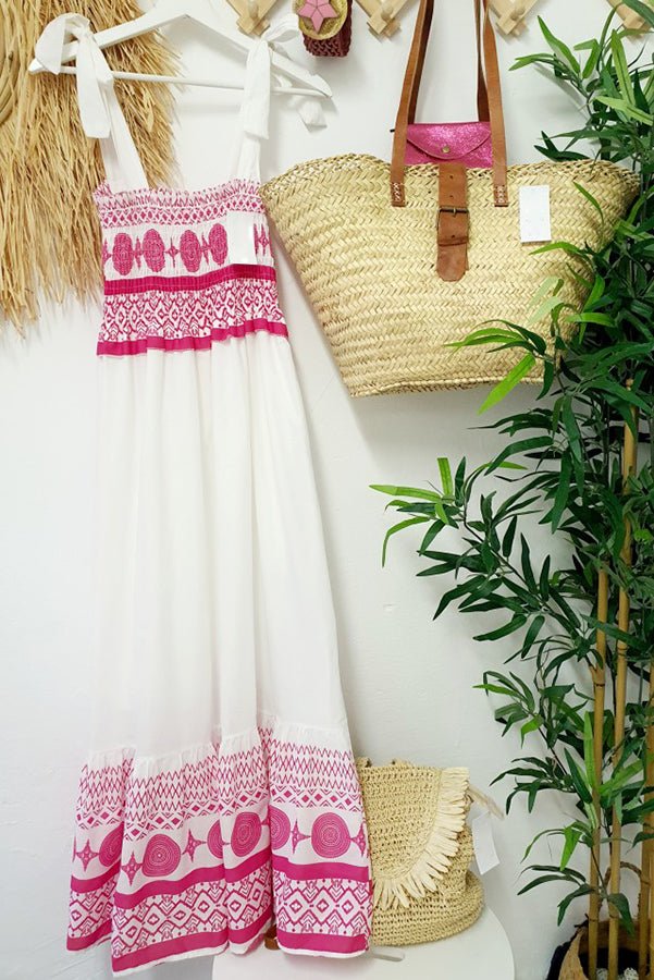 Damen Maxi-Sommerkleid mit eckigem Ausschnitt und Bindeträgern