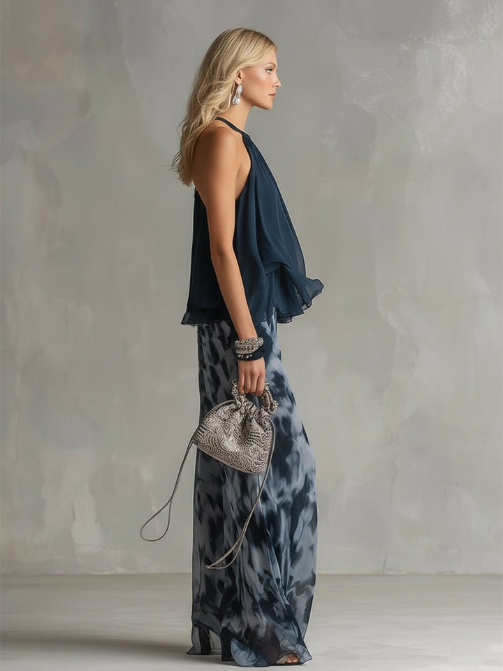 Damen Neckholder Zweiteiler Set Wide Leg