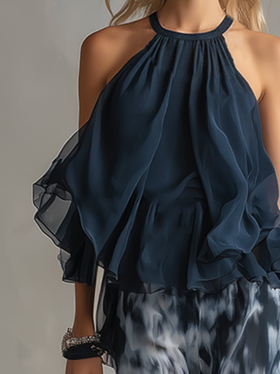 Damen Neckholder Zweiteiler Set Wide Leg