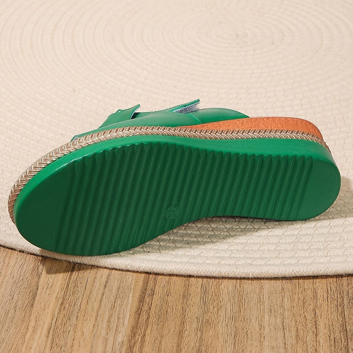 Damen Offene Keilabsatz-Sandaletten Bequeme Sandalen Klettverschluss