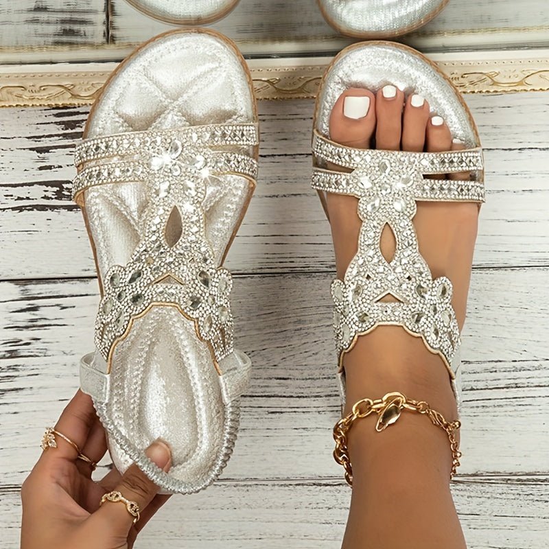 Damen Orthopädische Boho Strass Sommersandalen - Zilver