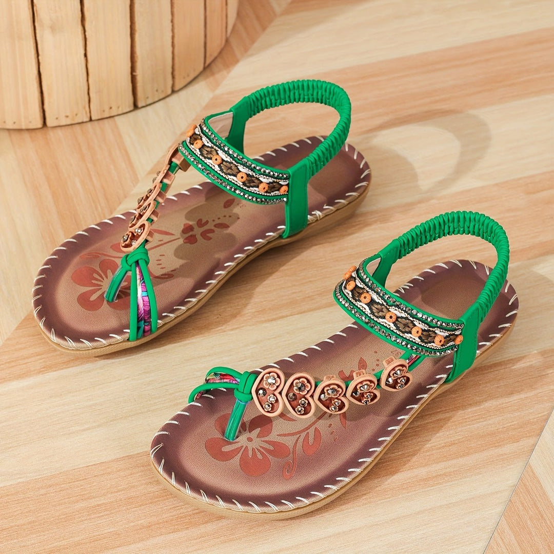 Damen Orthopädische Flache Knöchelriemen Sandalen - Green