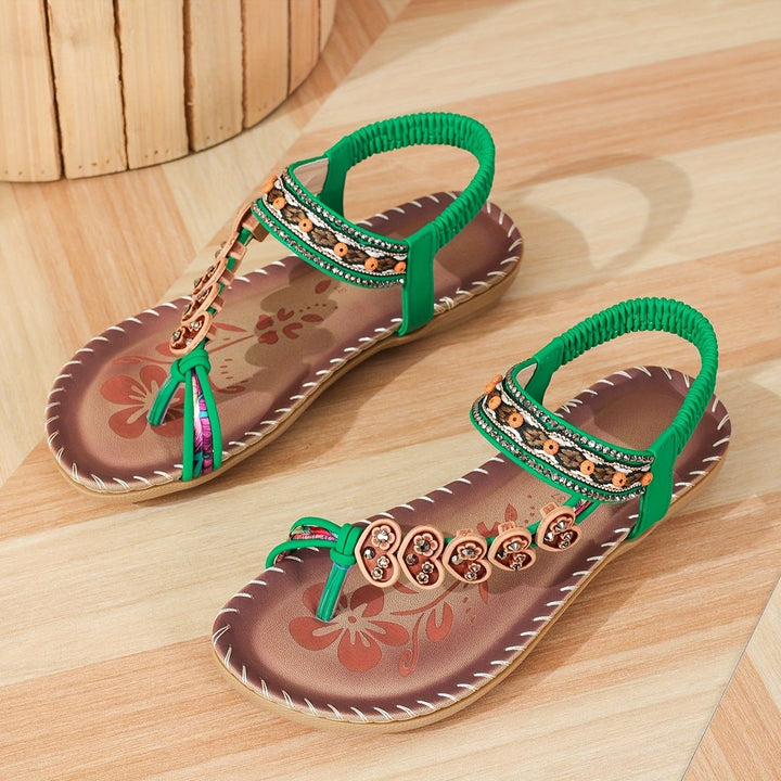 Damen Orthopädische Flache Knöchelriemen Sandalen - Green