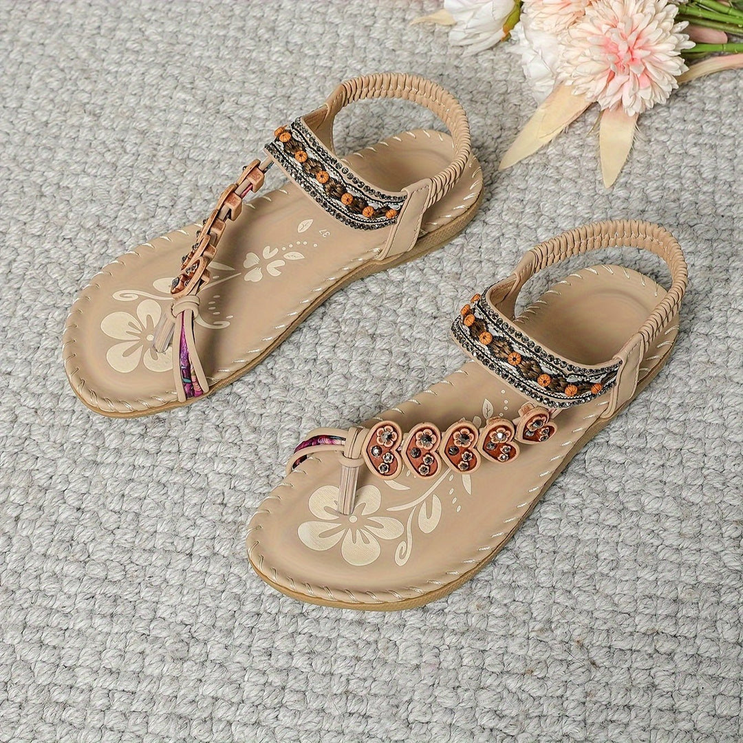 Damen Orthopädische Flache Knöchelriemen Sandalen - Apricot