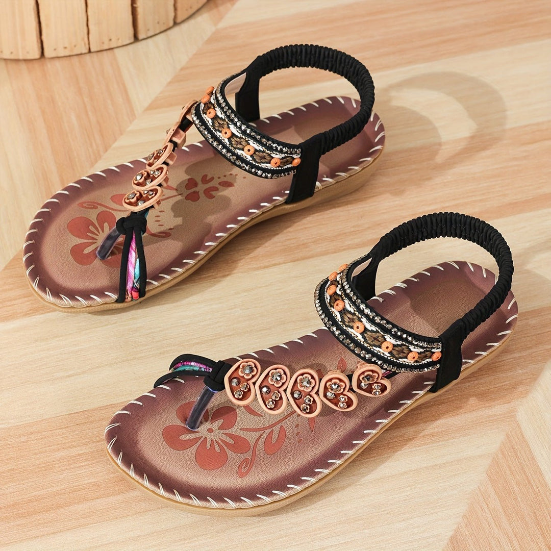 Damen Orthopädische Flache Knöchelriemen Sandalen - Black