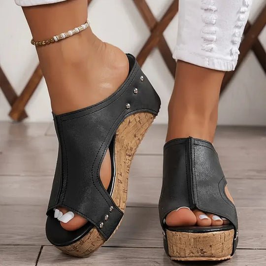 Damen Orthopädische Keilabsatz Sandalen mit Nietendetails