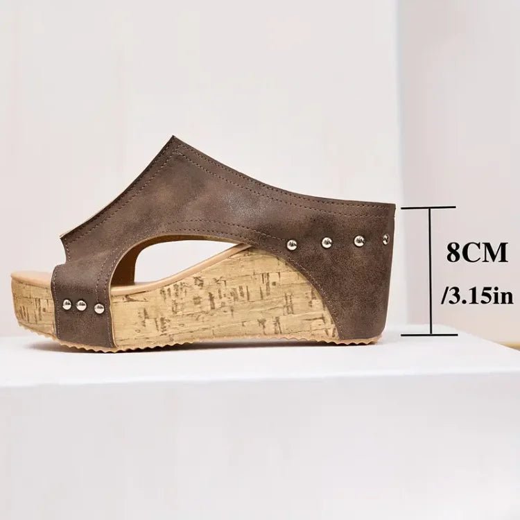 Damen Orthopädische Keilabsatz Sandalen mit Nietendetails