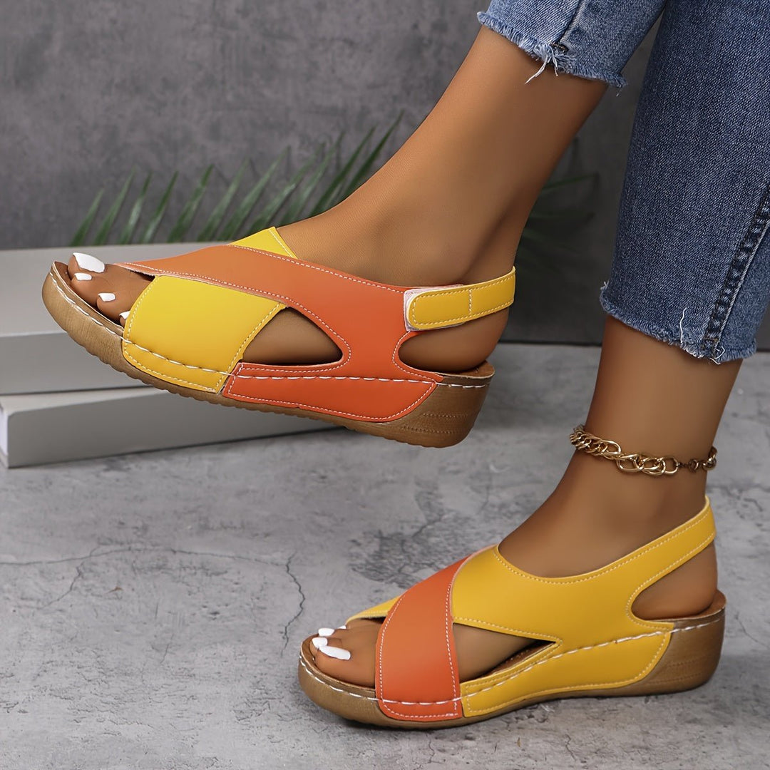 Damen Orthopädische Keilabsatz Slingback Sandalen - Orange