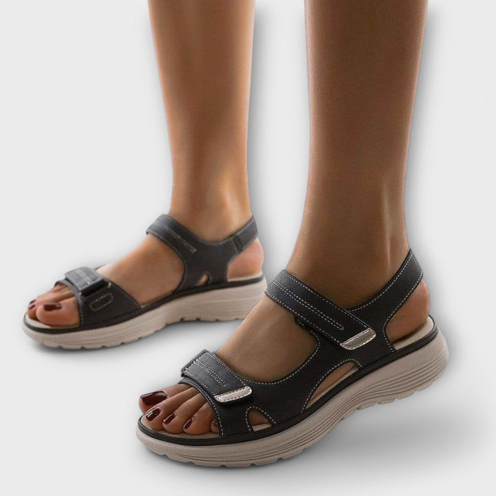 Damen Orthopädische Klettverschluss-Sandalen Fußgewölbestütze - Black